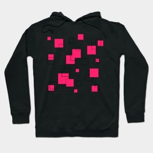 Geometric Square pink and black Art Hoodie